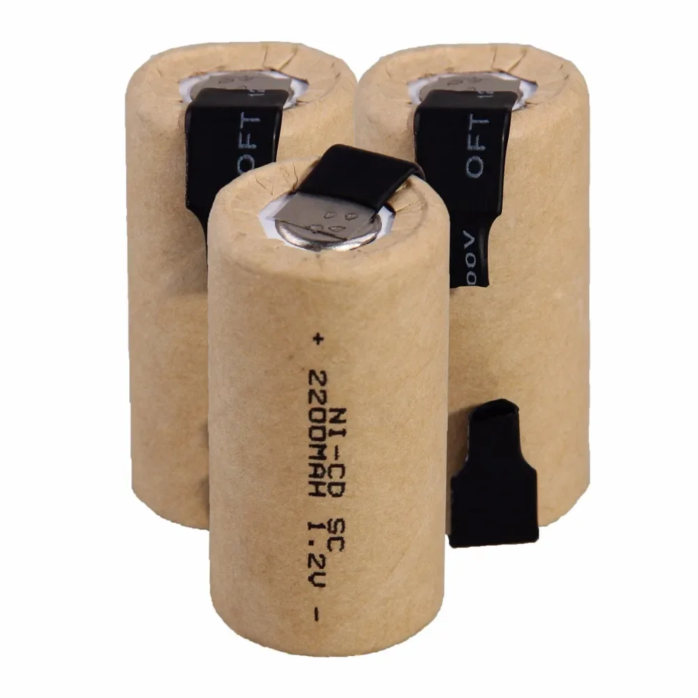 Schraubendreher Elektrische Bohrmaschine SC-Batterien 1,2 V 2200 mAh Sub C Ni-Cd-Akku mit Lasche Elektrowerkzeug NiCd SUBC-Zellen