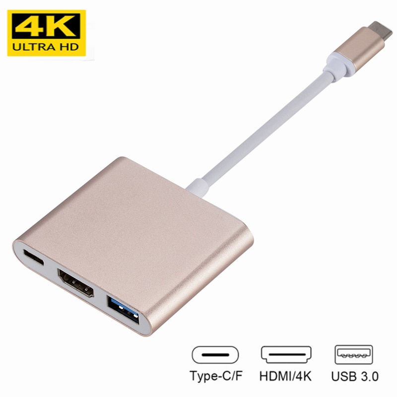 KEBIDU 4K Usb c HDMI Type c HDMI USB 3.1 Converter Adapter Type C naar HDMI HDMI/USB 3.0 /Type-C HUB Kabel Aluminium Macbook