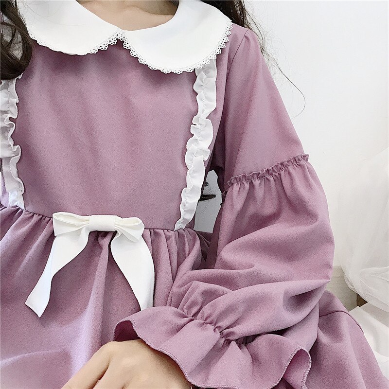 Vestido japonés dulce Bowknot volantes Lolita vestido Cos Loli Kawaii té Retro corte Vestidos