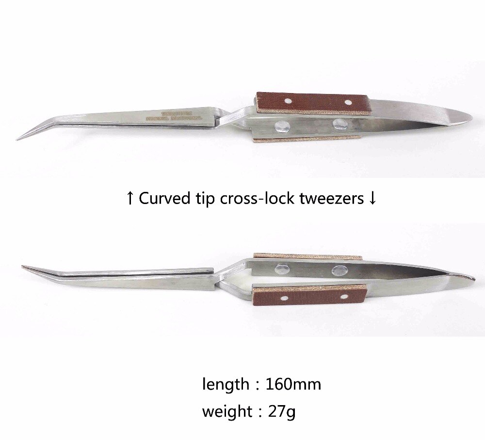 Pro Sieraden Solderen Pincet Rechte Gebogen Tip Selflock Lassen Tweezer Cross Locking Sieraden Maken Craft Tool Voor Juwelier: Black