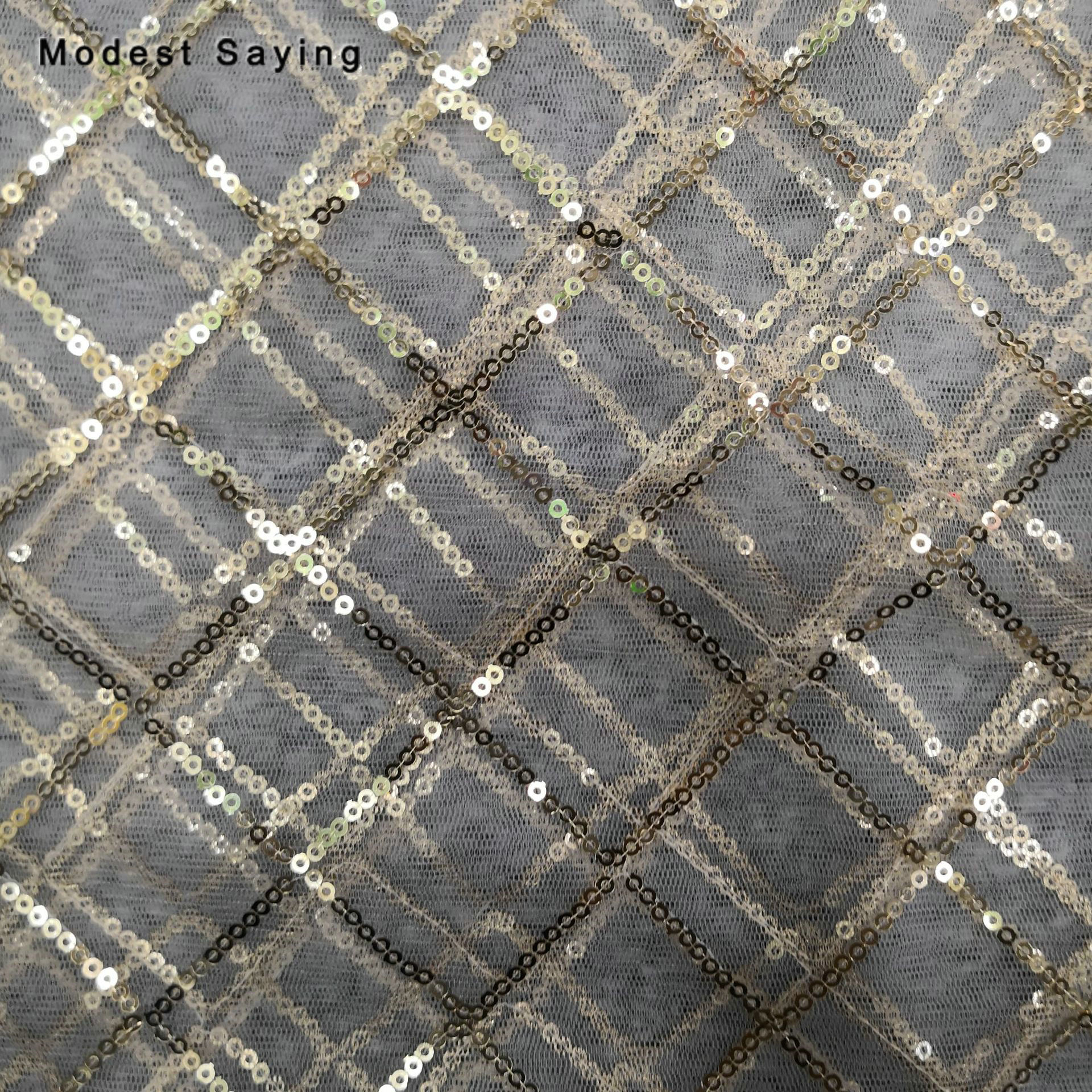 2 Yards Yellow Square Sequins Fabric for Evening Dresses Wedding Party Sparkly Glitter Cloth for Craft Mesh Decoration Material