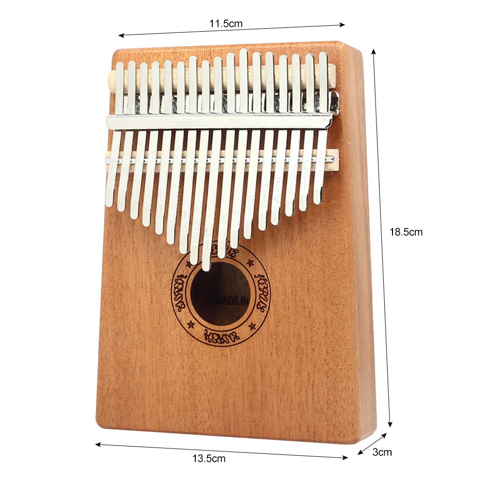 17 tangenter klavertræ mahogni krop musikinstrument med lærebog hammer til begyndere kalimba taske
