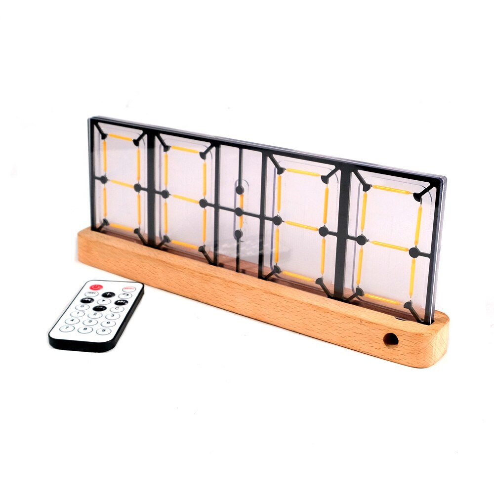 Reloj con filamento de cerámica Led para escritorio, reloj con iluminación analógica Retro, adornos creativos, Base de madera, Control remoto por infrarrojos, de: Beech Base
