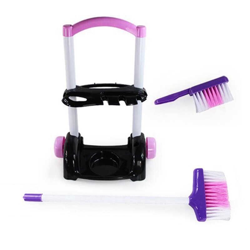Carrito de limpieza para niños, juguete para juego de imitación, casa, carro de limpieza, herramientas, juego de limpieza para niñas, con mopa y cepillo
