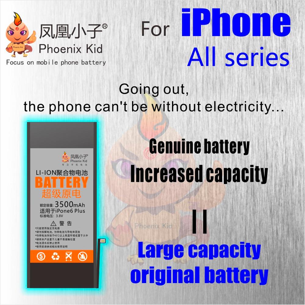 Phoenix Kid Original pour Apple iPhone 5 5 S/5C 6 6S 7 batterie remplacement téléphone portable bateria réel haute capacité Kit de réparation gratuit
