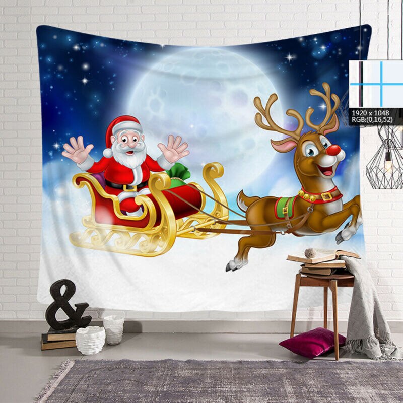 Digital Print Christmas Landscape Theme Picture Tapestry Background Wall Decoration Blanket Multi-Function Home Hotel Travel