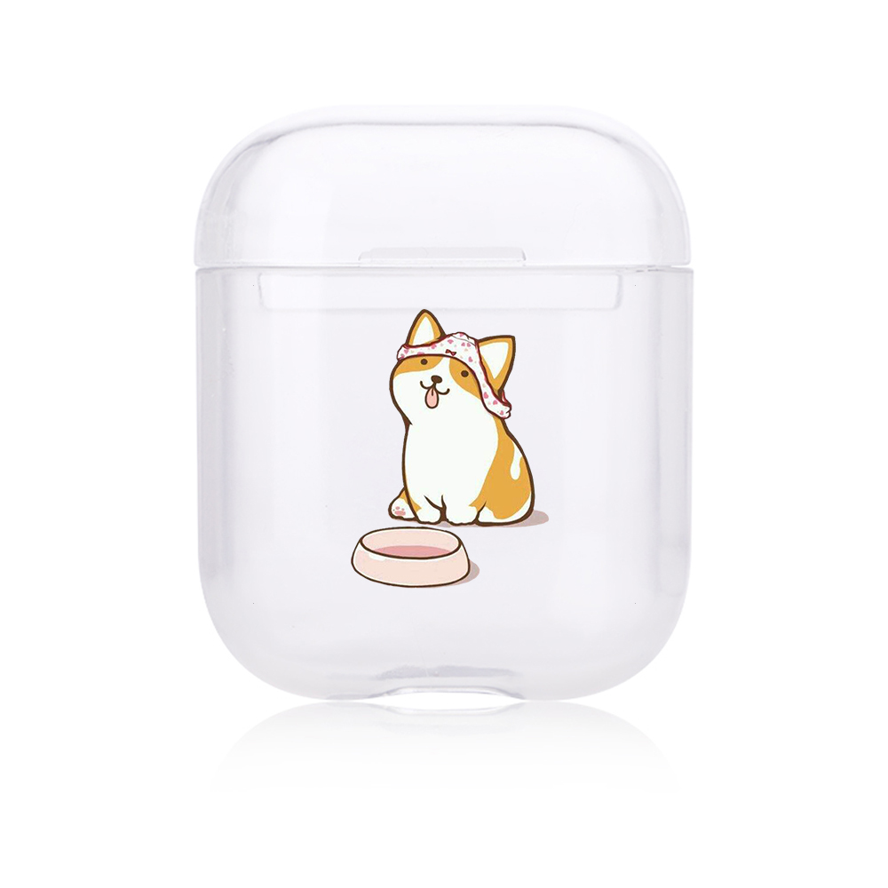 Hard Clear Headphone Case For Apple airpods 1 Case Luxury Pets Corgi Dog Transparent Air Pods Case For Airpods 2 Protective Cove