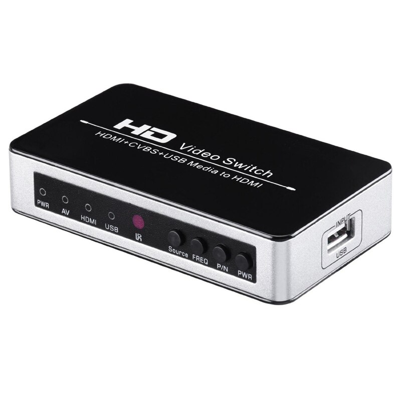 HDMI/AV/USB TO HDMI Switch Video Converter Adapter with CVBS and R/L Channel HDMI TO Coaxial Switcher(EU Plug)
