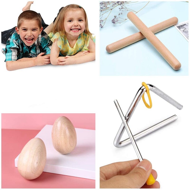 6 Inch Musical Percussion Instrument, Rhythm Sticks Wood Claves, Hand Musical Percussion Instrument for Kids