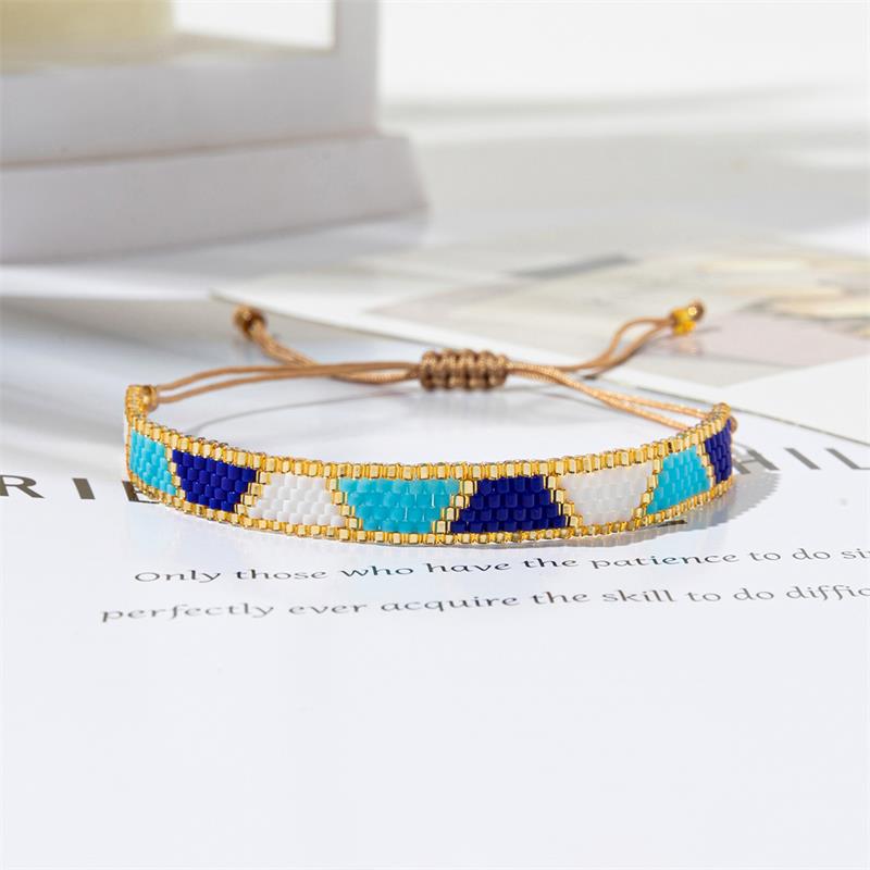 BLUESTAR-pulsera bohemia hecha a mano con cuentas para Mujer, brazalete de de México, Pulseras tejidas de cuerda, joyería para Mujer: Verde oscuro