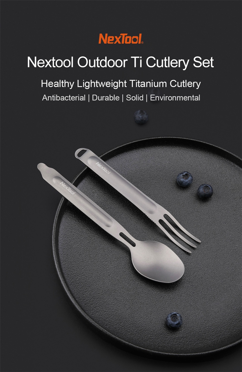 Nyeste xiaomi nextool gaffelske udendørs ren titanium bærbar bordservice 2- i -1 aftagelig udendørs sport sund praktisk