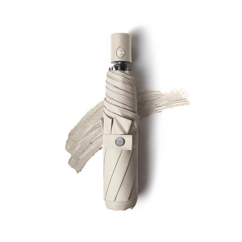 Rain and sun umbrella sunscreen vinyl shine uv female automatic folding shade upf50 + parasol umbrella beach umbrella: Khaki