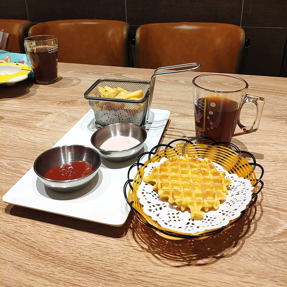 6Pcs 3.3in Stainless Steel Small Serving Bowls Sauce Dishes Round Sushi Dipping Bowl Seasoning Dish Appetizer Plates Metal Ramek