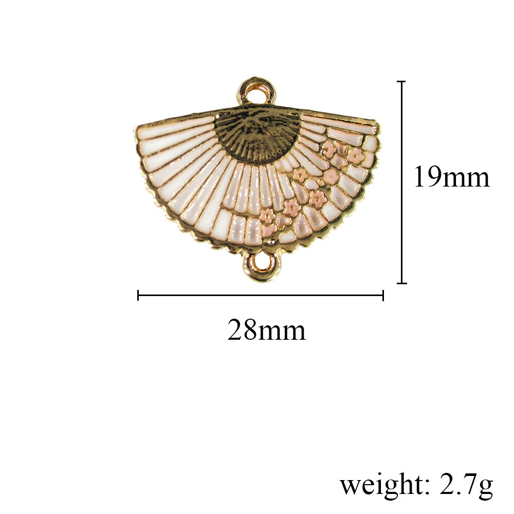 10 Stks/set Vintage Kleine Charm Enamel Fan Hanger Ketting Fit Diy Armband Sieraden Maken Decoratie Mode Accessoires
