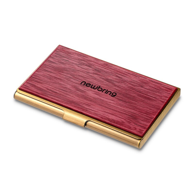 Bring Business Card Case Wood and Metal Material Bank Credit Card Holder for Men Cards Organizer Male Multifunction Card Bag: Purple Heart Wood