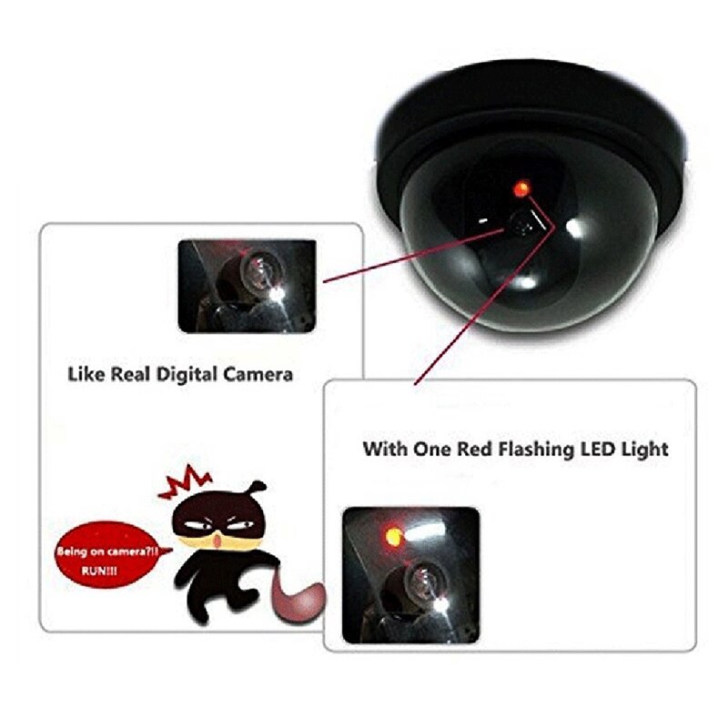 4 Pcs Dummy Security CCTV Dome Camera with Flashing Red LED Light Sticker Decals KQS8