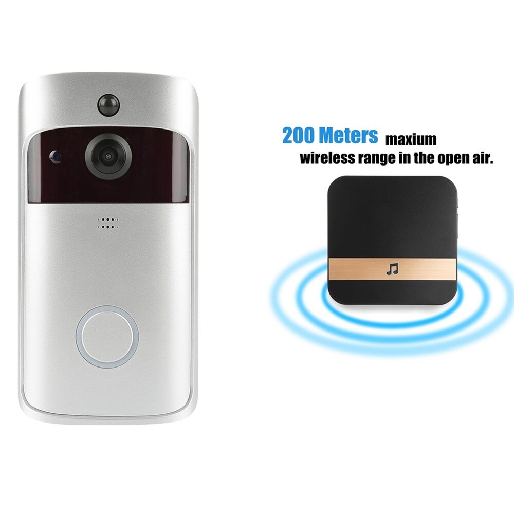 Ousu Smart Wifi Video Deurbel Camera Visuele Intercom Met Chime Lager Verbruik Power Deurbel Draadloze Home Security Camera: Zilver