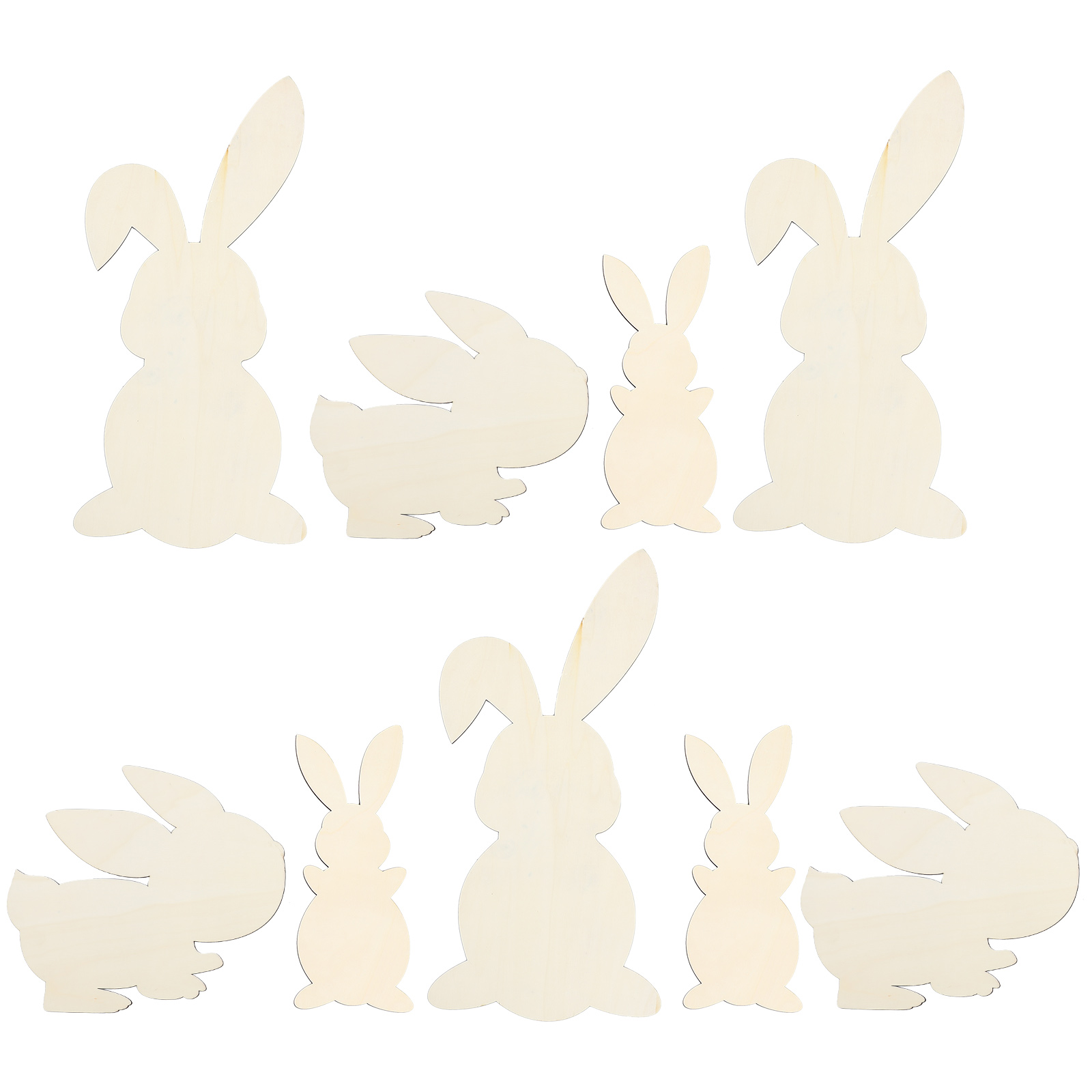9Pcs Easter Bunny DIY Decorations Rabbit Shape Wood Decorations Easter DIY Props