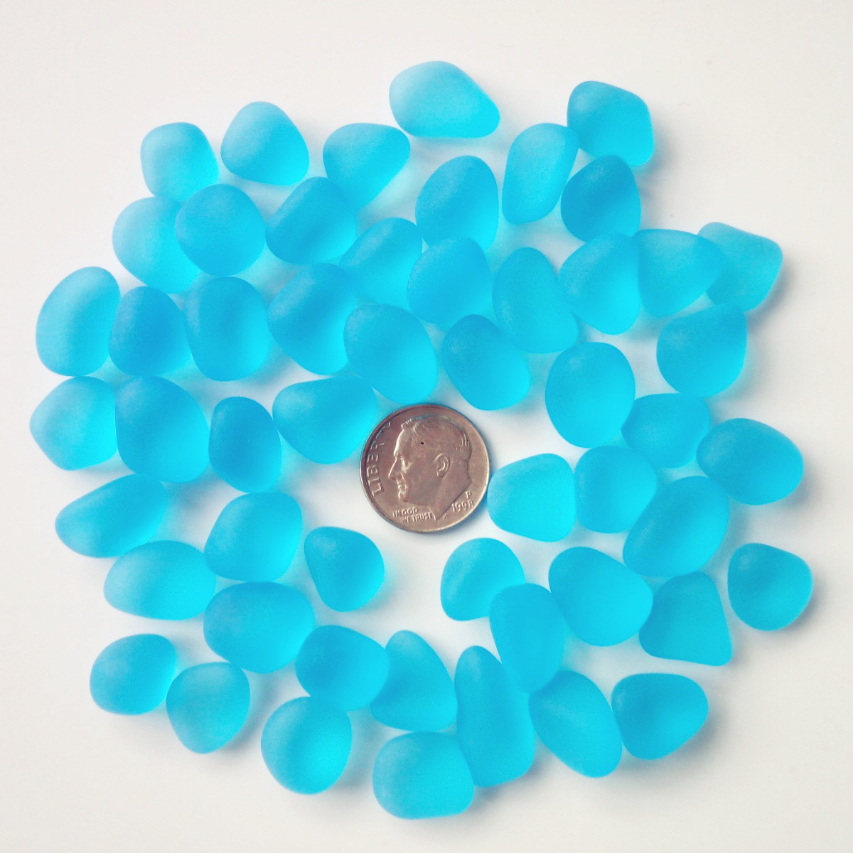 30 Pieces Sea Glass Beads/Beach Glass Beads for Jewelry Making ,Big Size(12-16mm Length)): SKY BLUE