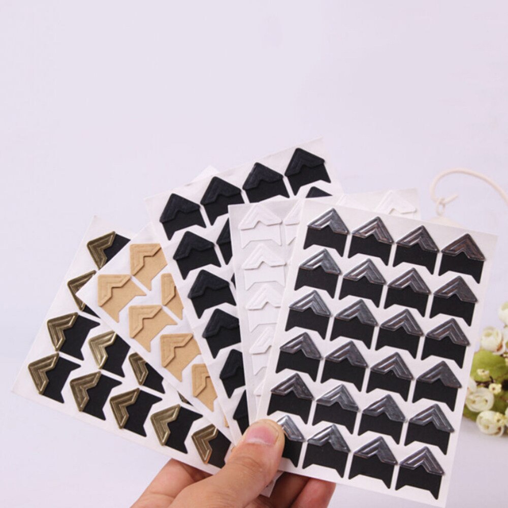 24 pcs/1 Sheet Photo Corner Stickers DIY Vintage Corner kraft Paper Stickers for Photo Albums Frame Decoration Scrapbooking