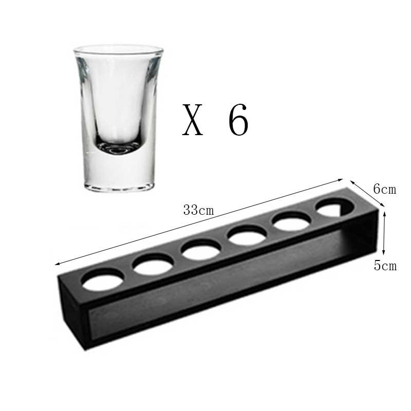 6 stk blyfritt shotglass med trestativ whisky brandy vodka tequila glass kopp kjøkken bar fest vinglass 25ml: 6 kopper rett stativ