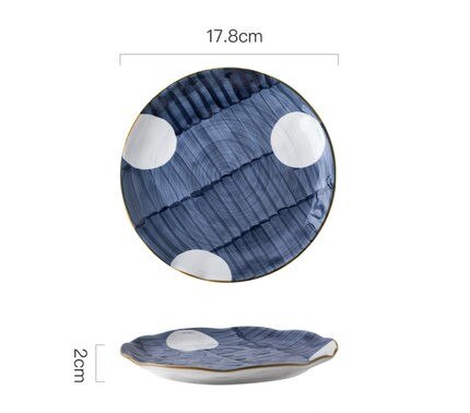 Assiette alimentaire en céramique, peinture à la main, sous glaçure japonaise, bols pour le petit déjeuner ensemble d'assiettes plateau en porcelaine vaisselle ménagère: Bleu