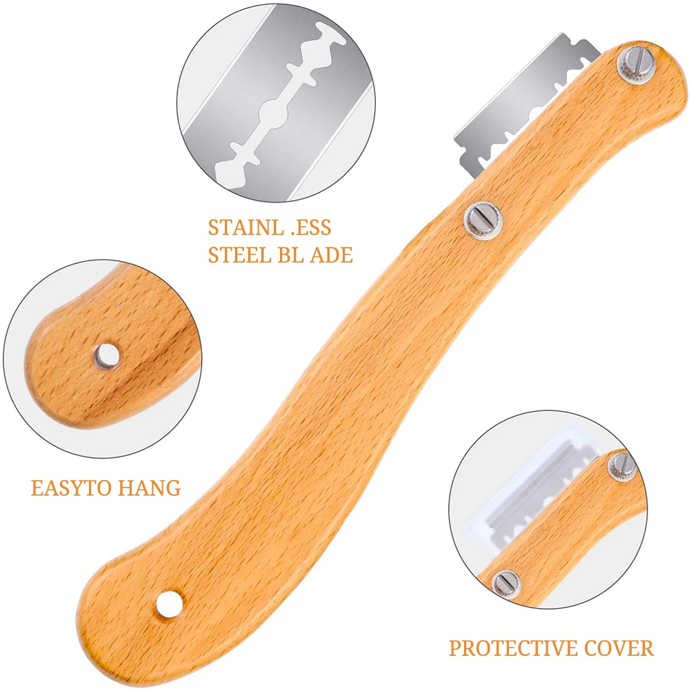 Brotermesser mit Holzgriff, Schneidmesser, Formmesser, Brotschneidemesser mit 5-Klingen, europäisches Brotschneiden
