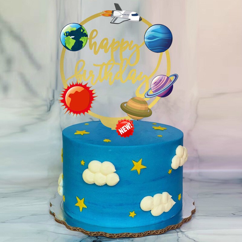 Acrylic Space Cake Cake Decorating Supplies Happy Birthday Cake Topper Boys Birthday Cake Toppers Party Decoration Party Favors