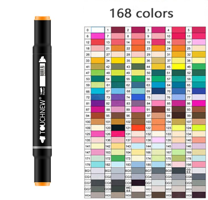 TOUCHNEW Artist Alcohol Markers Dual Tip Art Markers Twin Sketch Markers Pens Permanent Alcohol Based Markers with Case
