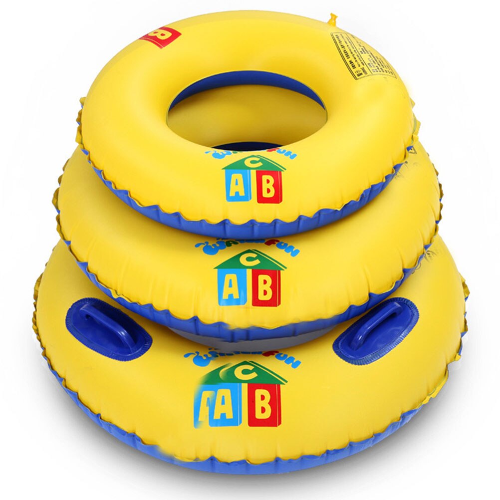 1Pc ABC Inflatable Swim Ring Float Simple Graphics Life Ring Swimming Pool Toy for Adults (Yellow)