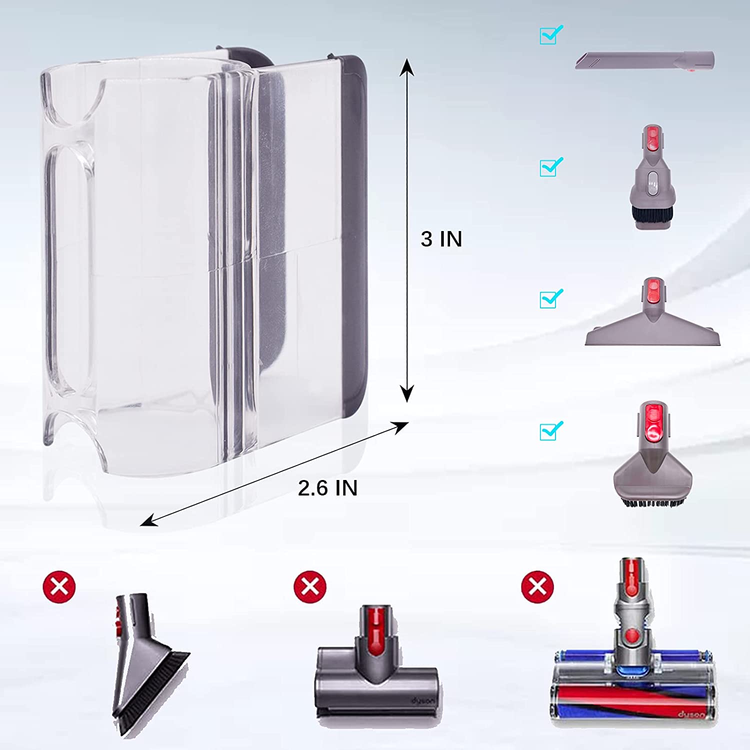 For Dyson V7 V8 V10 V11 Vacuum Cleaner Transparent Suction Head Clip Replacement Storage Holder Bracket Clip