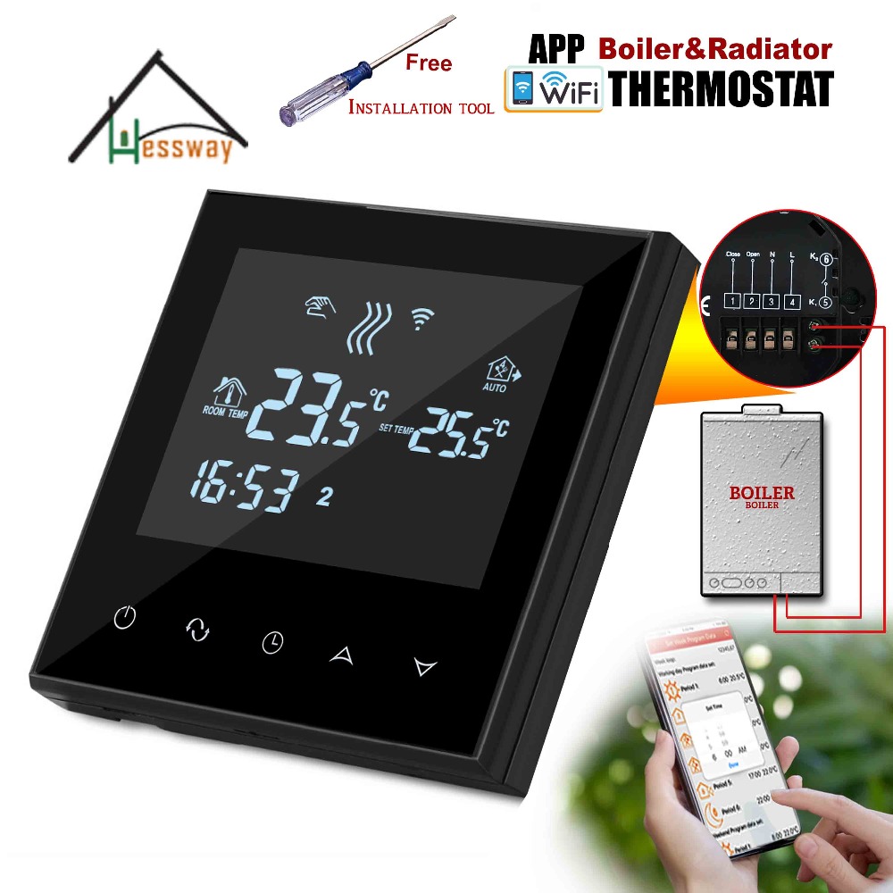 EU radiator thermostat WIFI boiler dry contac Linkage Controller for Underfloor Warm System