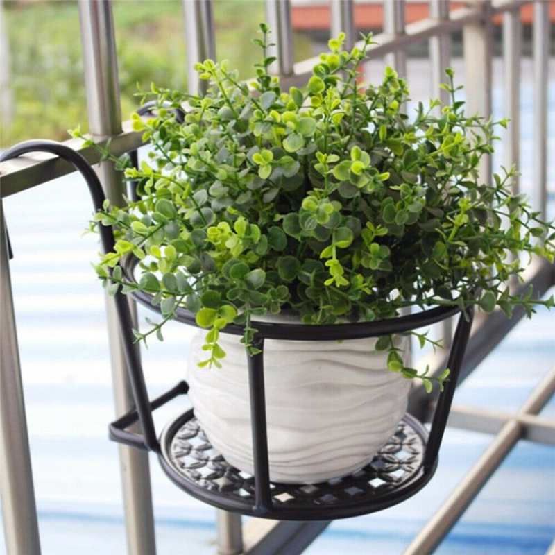 Hängande blomram för utomhus staket dekor blomhållare krukor ställningar blomkrukor hängande balkong hem trädgård dekoration