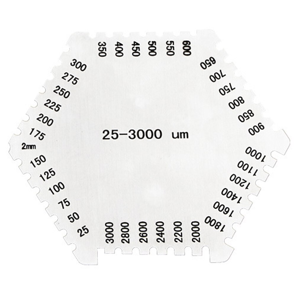 Wet Film Card Stainless Steel Products High-Precision Measuring Tools 25-3000um Supplies Hexagon Wet Film Comb