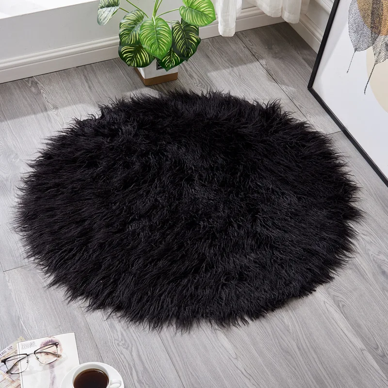 Round Rug Fur Round Soft Faux Sheepskin Fur Area Rugs for Bedroo... – Grandado