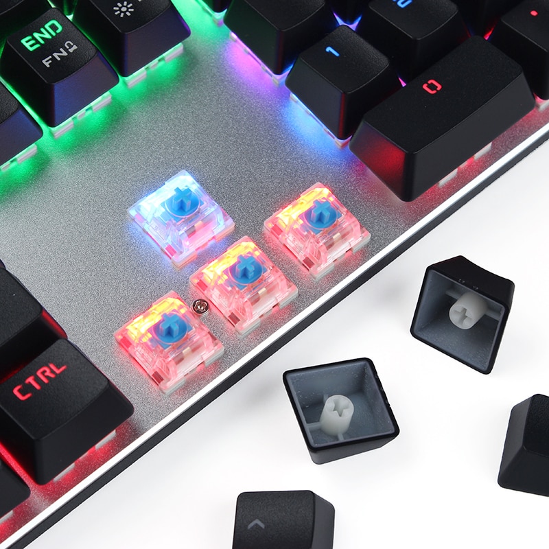 Metoo Mechanical Keyboard 87/104 Anti-ghosting Luminous Blue Black Switch Backlit wired Gaming Keyboard Russian/English/Spainsh