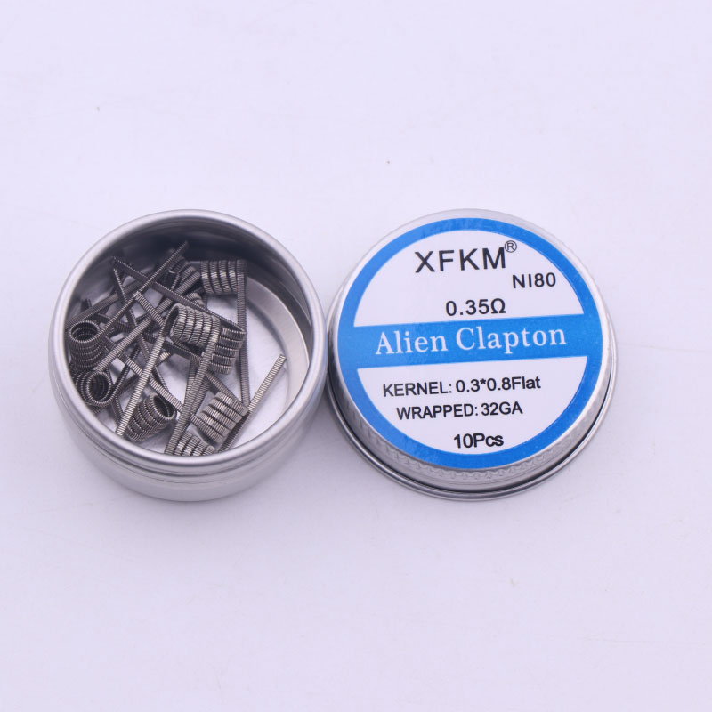 Xfkm NI80エイリアンクラプトンコイルフラットねじれた融合したクラプトンクワッド虎暖房ワイヤーe cigのためrtaアトマイザーdiy蒸気を吸うアクセサリー