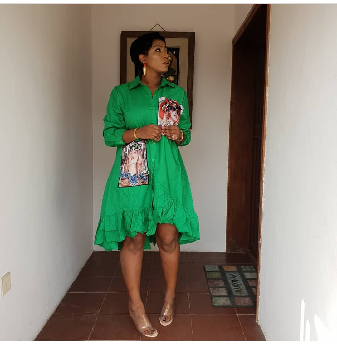 Plus Size African Clothing Summer African Print Beauty Head Beading Shirt Blouse Dress Women Cotton Irregular Dress