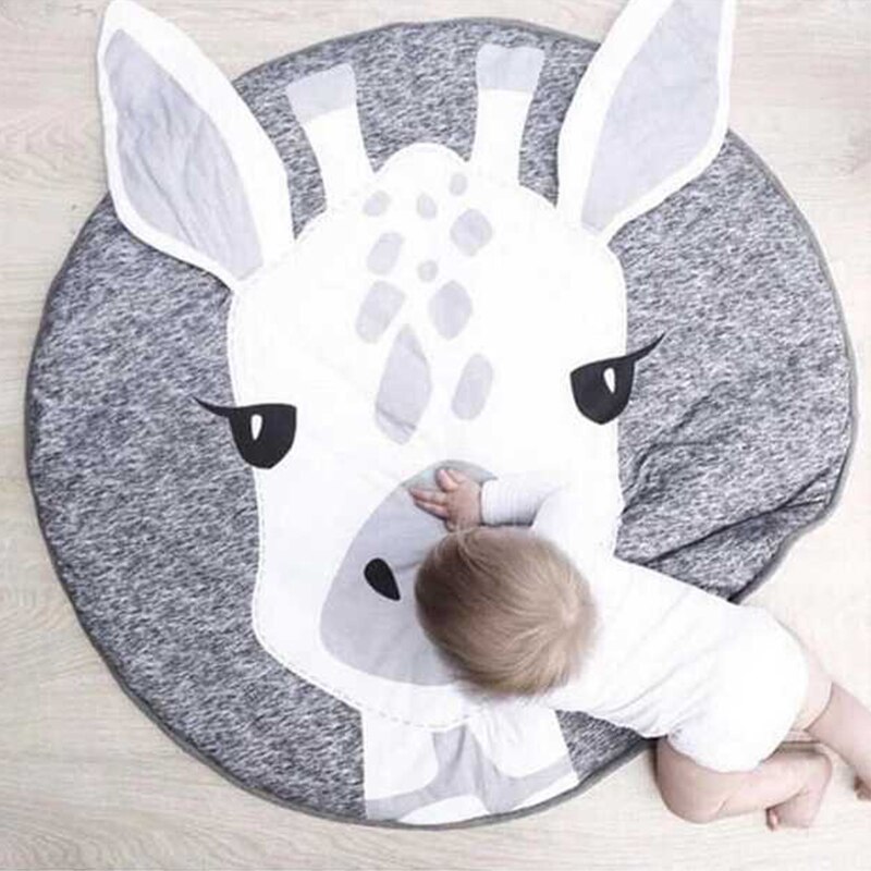 Play Mat Cartoon Animal Baby Mat Newborn Infant Crawling Blanket Cotton Round Floor Carpet Rugs Mat for Kids Room Nursery Decor: Giraffe