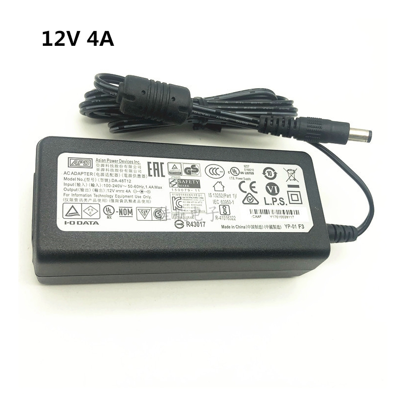 Véritable adaptateur APD 12V 4A 48W AC DC, 5.5x2.5mm, chargeur d'alimentation pour moniteur LED DA-48T12 DA-48Q12