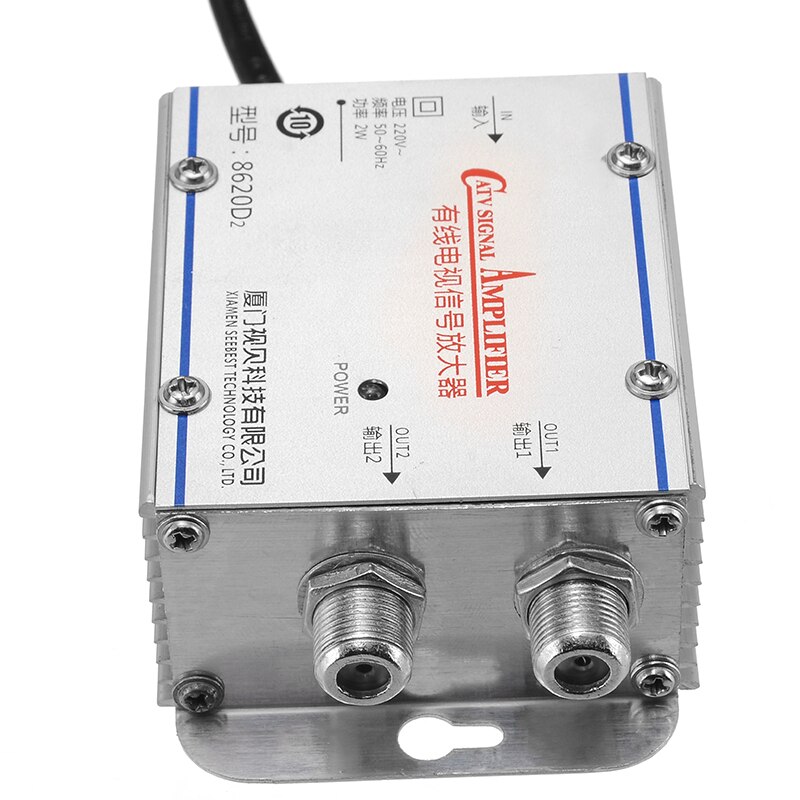 220V 2 Way CATV Cable TV Signal Amplifier 45-860 MHz AMP Antenna Booster Splitter Set Broadband Home TV Equipment