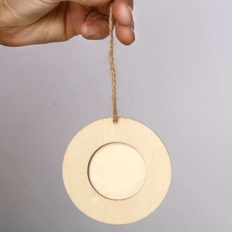 Mini cadre Photo rond en bois 10 pièces/ensemble | Artisanat suspendu, bricolage fait à la main avec cordes, ornement de décoration de maison