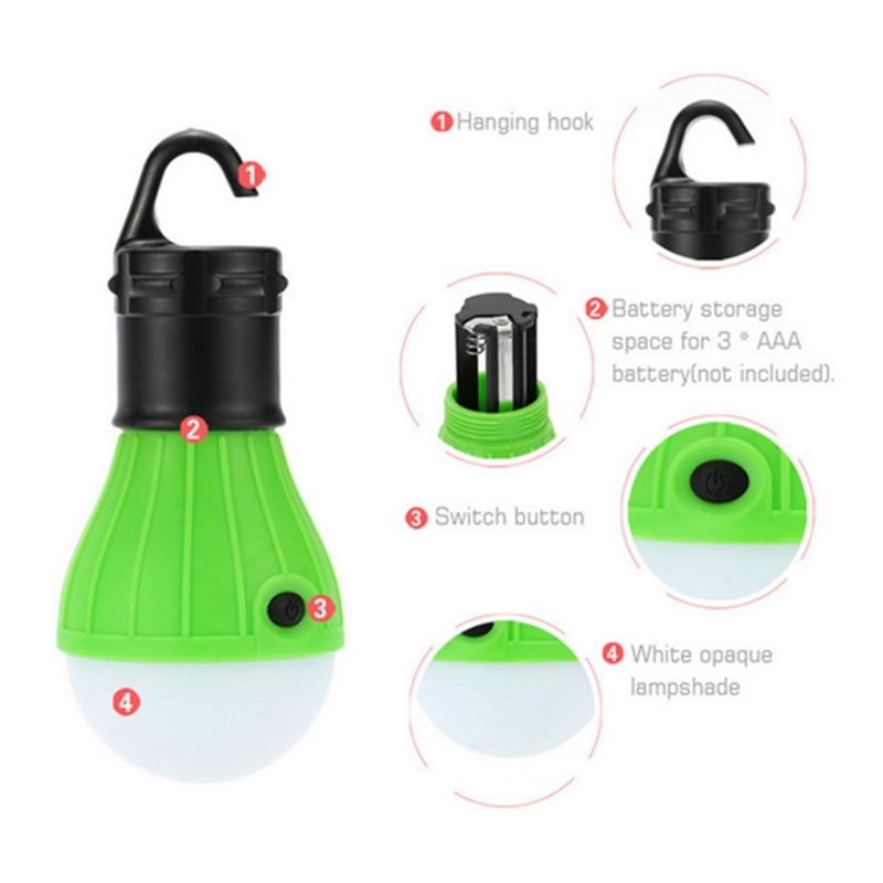 Portable Camping Equipment Outdoor Hanging 3 LED Camping Lantern Soft Light LED Camp Lights Bulb Lamp for Camping Tent Fishing