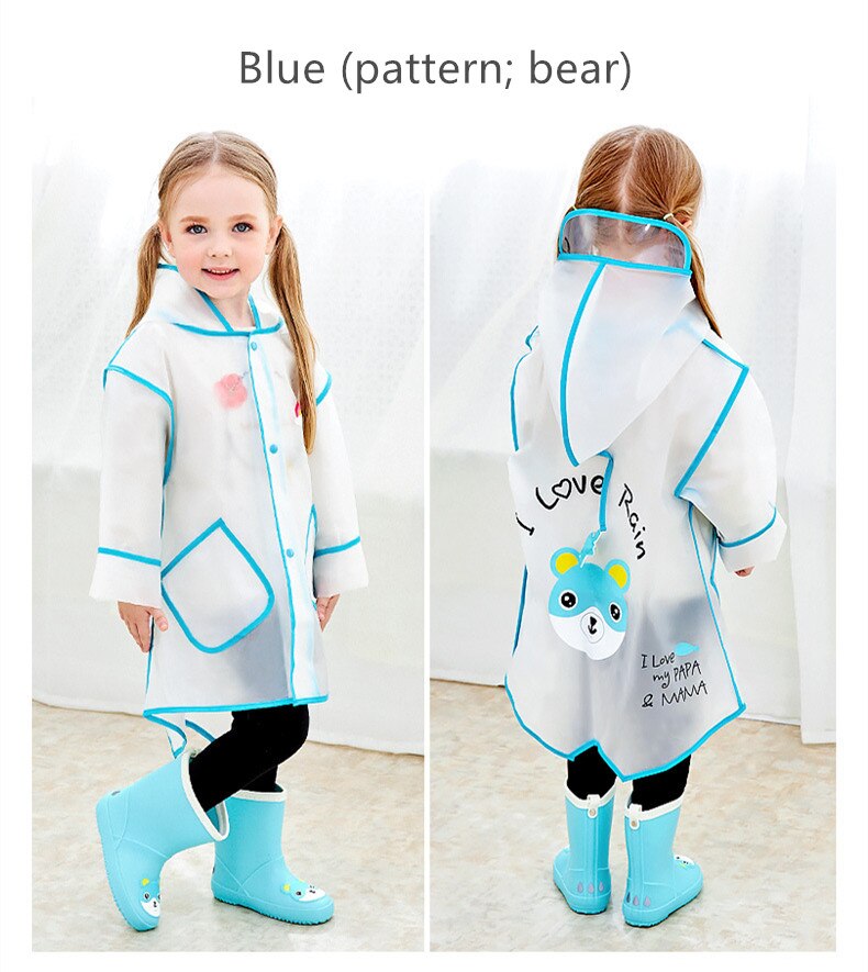 Regenmantel kinder transparent OutdoorWaterproof EVA Regen Mantel Kinder Undurchlässig Poncho Junge Mädchen Regen Mit Kapuze Jacke: Blau / L
