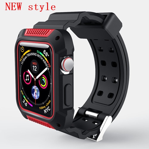 Case+strap for Apple watch band 44 mm 40mm iWatch band 38mm 42mm Silicone Protector case+bracelet Apple watch 5 4 3 2 1 38 42 40: new red / 38mm