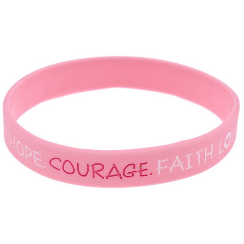 Siliconen Borstkanker Awareness Armband Polsbandje Roze Rubber Armband Zachte Sieraden Voor Mannen Vrouwen