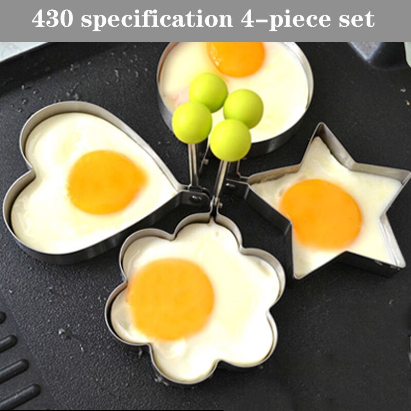 Omelette moule Omelette décoration Omelette crêpe cuisson amour forme outil cuisine accessoires outil 4/3/2 acier inoxydable métal: 4pcs