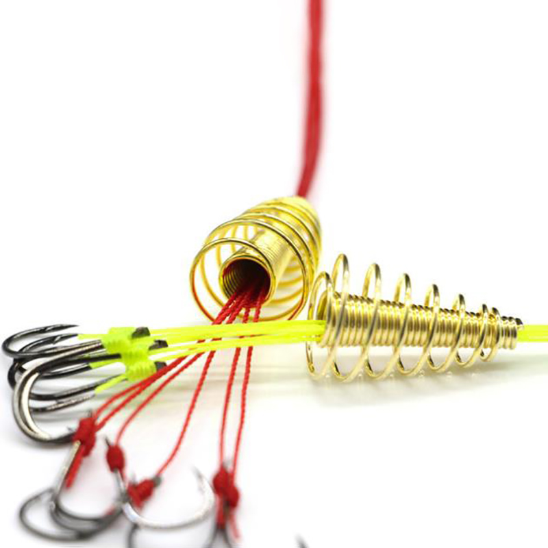 4set/box Explosion 6 Hook Beads Fishing Hook Fishing Lure Bait Trap Feeder Cage Sharp Fishing Hook with Stainless Steel Springs