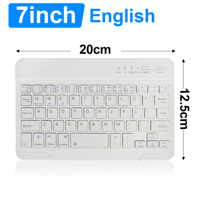 Bluetooth Keyboard Mini Wireless Keyboard Compatible with IOS Windows Rechargeable Keyboard for Mac ipad Phone Tablet Android: White 7 inch