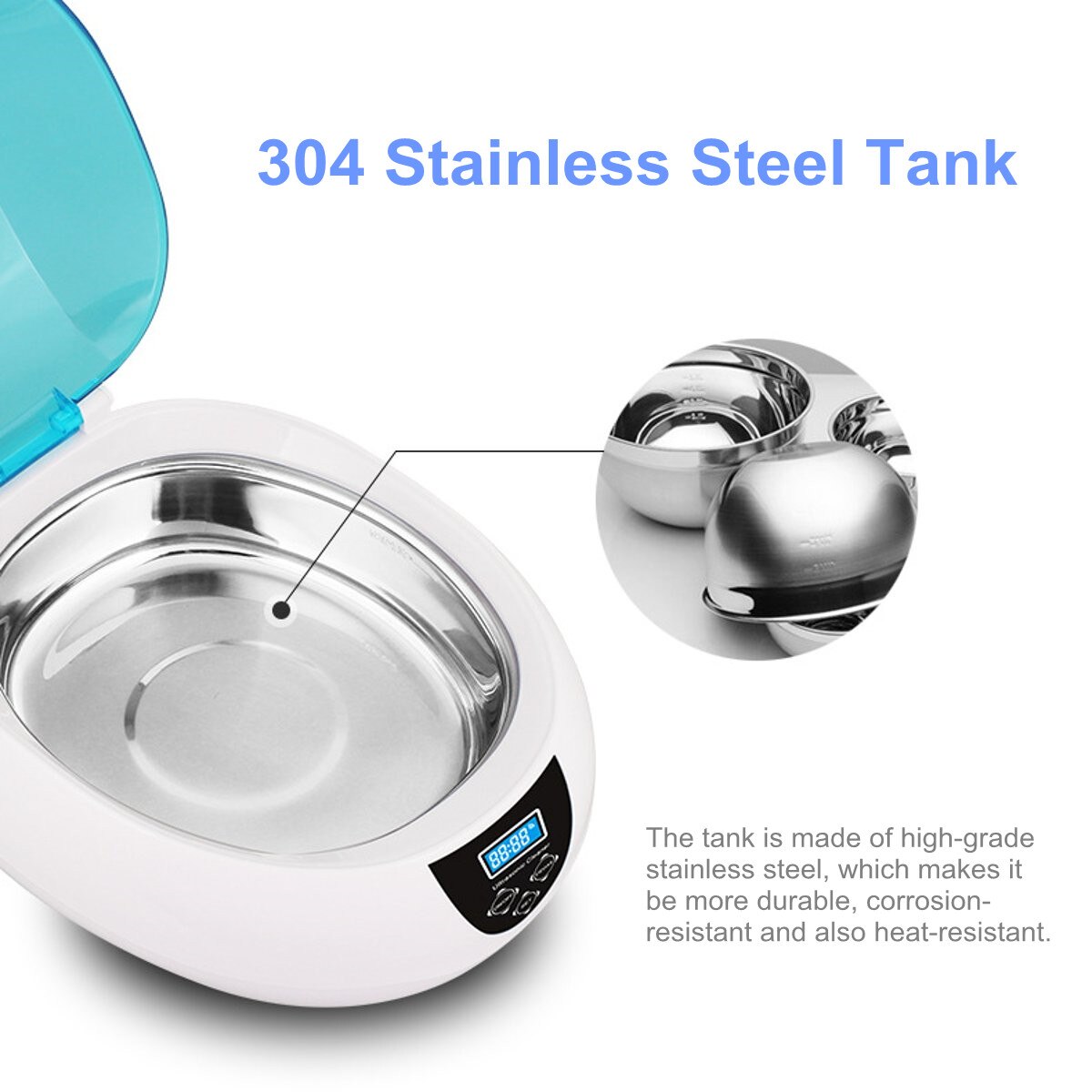 750ml Ultrasonic Cleaner Bath Timer for Jewelry Parts Glasses Manicure Stones Cutters Dental Razor Brush Ultrasound Sonic 50W